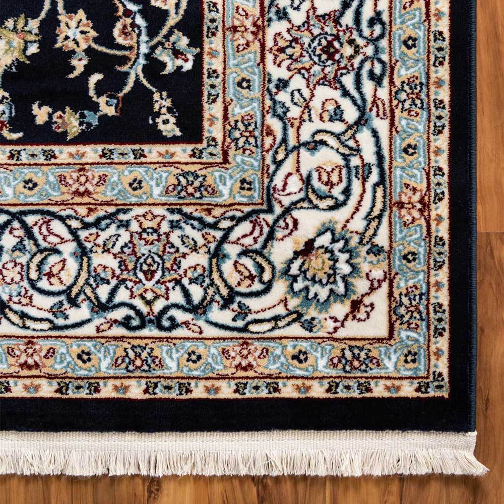 Rechteckiger Orient Teppich in Dunkelblau & Creme - Pandau