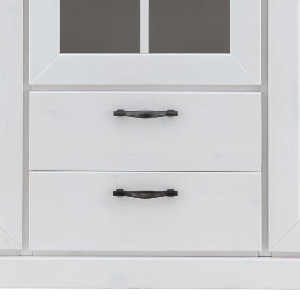 144x135x42 Landhaus Schrank in Weiß & Kiefer - Nuita