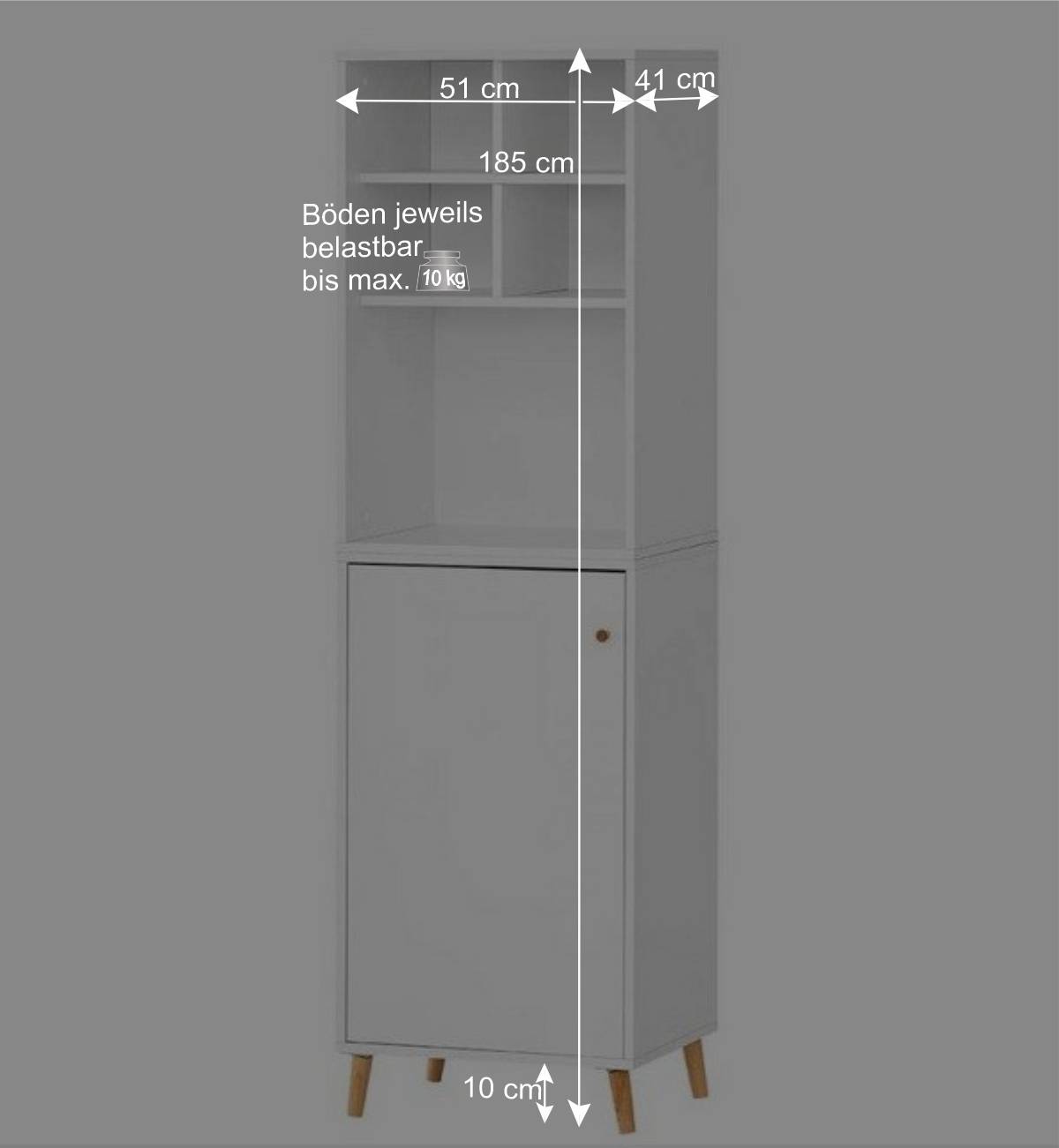 51x185x41 Büro Regal Schrank in Weiß - Obtin