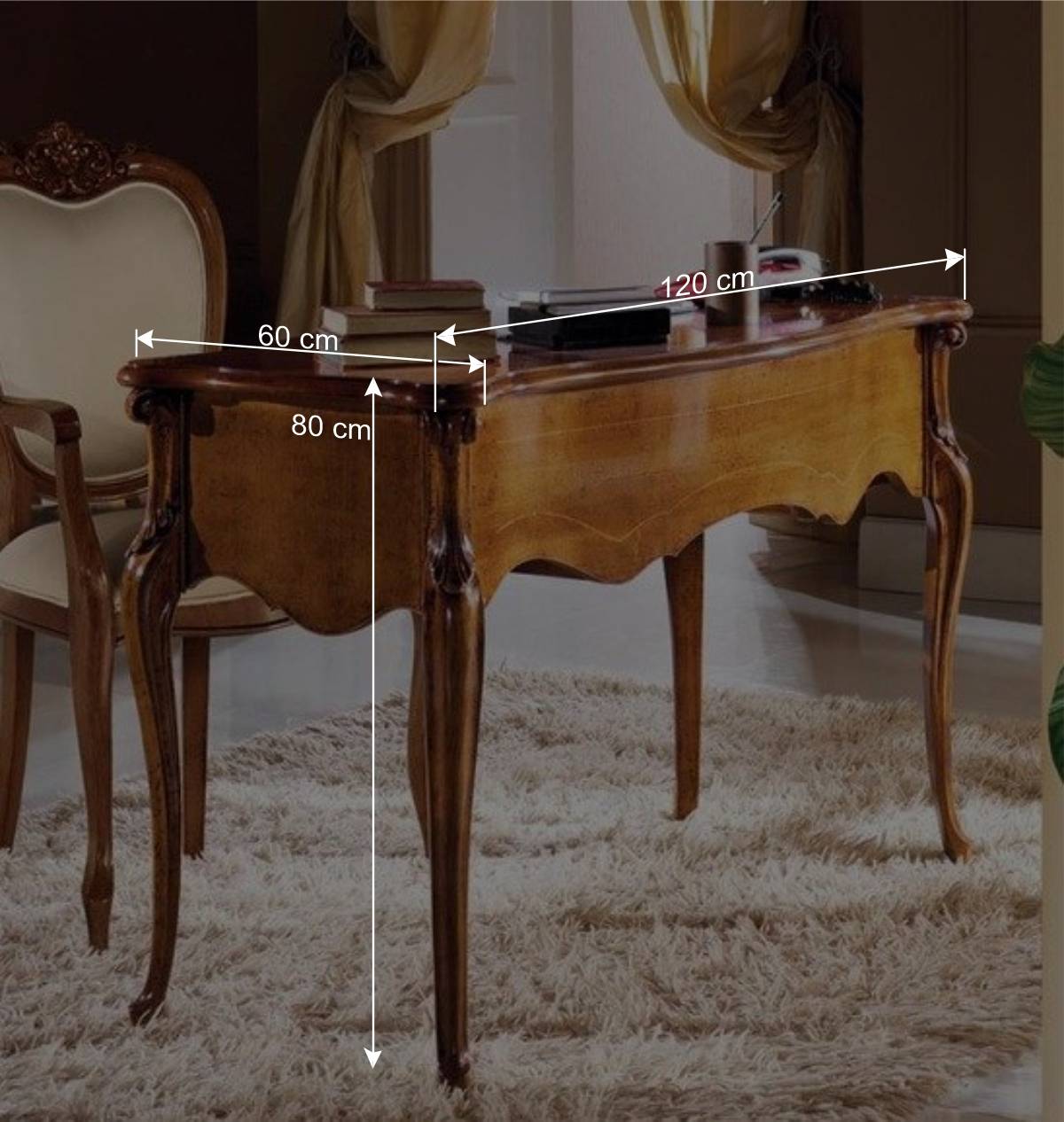 120x60 cm Schreibtisch im Italienischen Stil - Carlenna