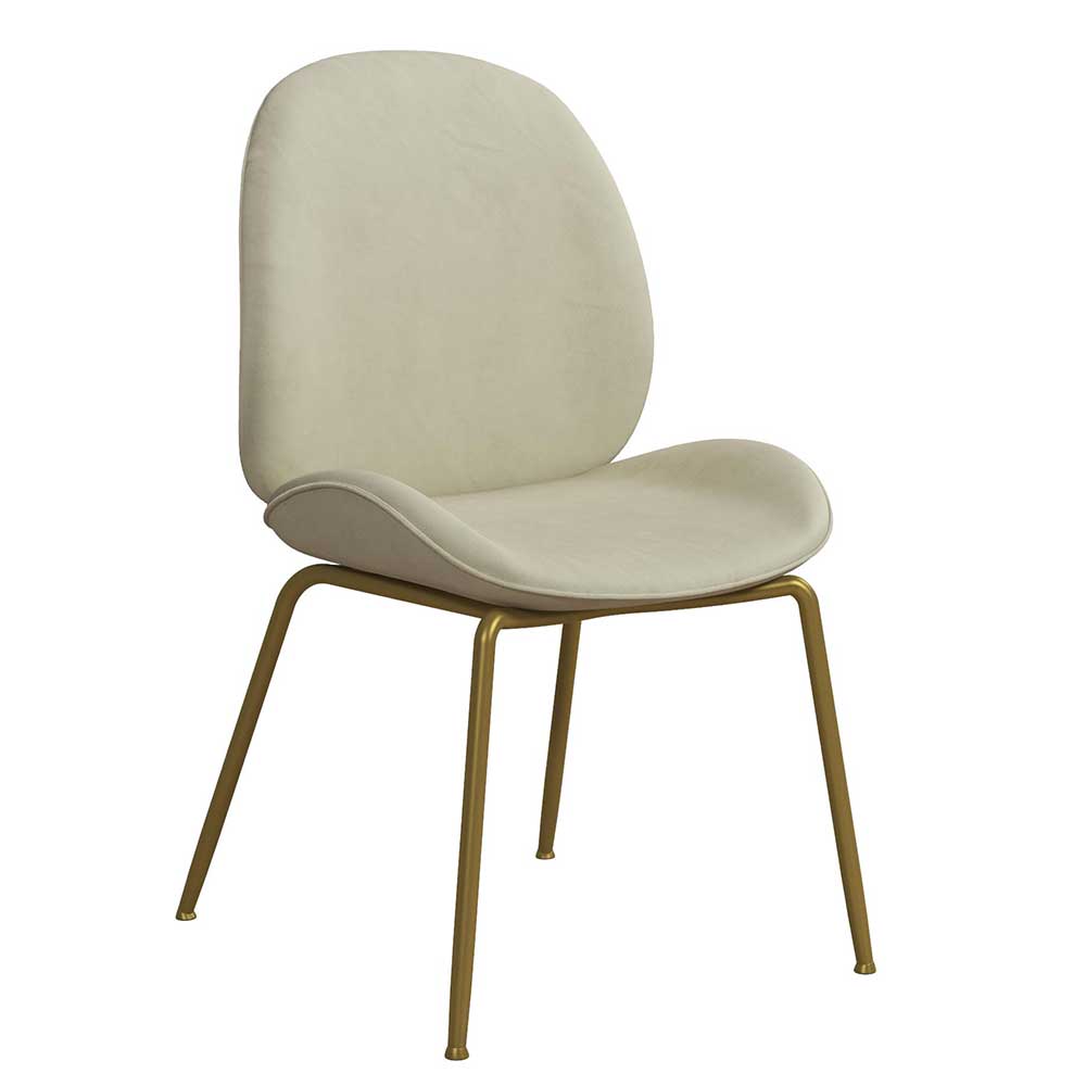 Esstischstuhl in Creme Weiß & Messing - Caspard