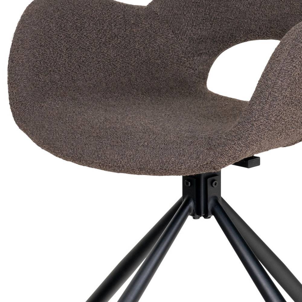 Detail des schwarzen Drehgestells und der graubraunen Sitzfläche des 2er Set Esszimmerstuhls – Levisa