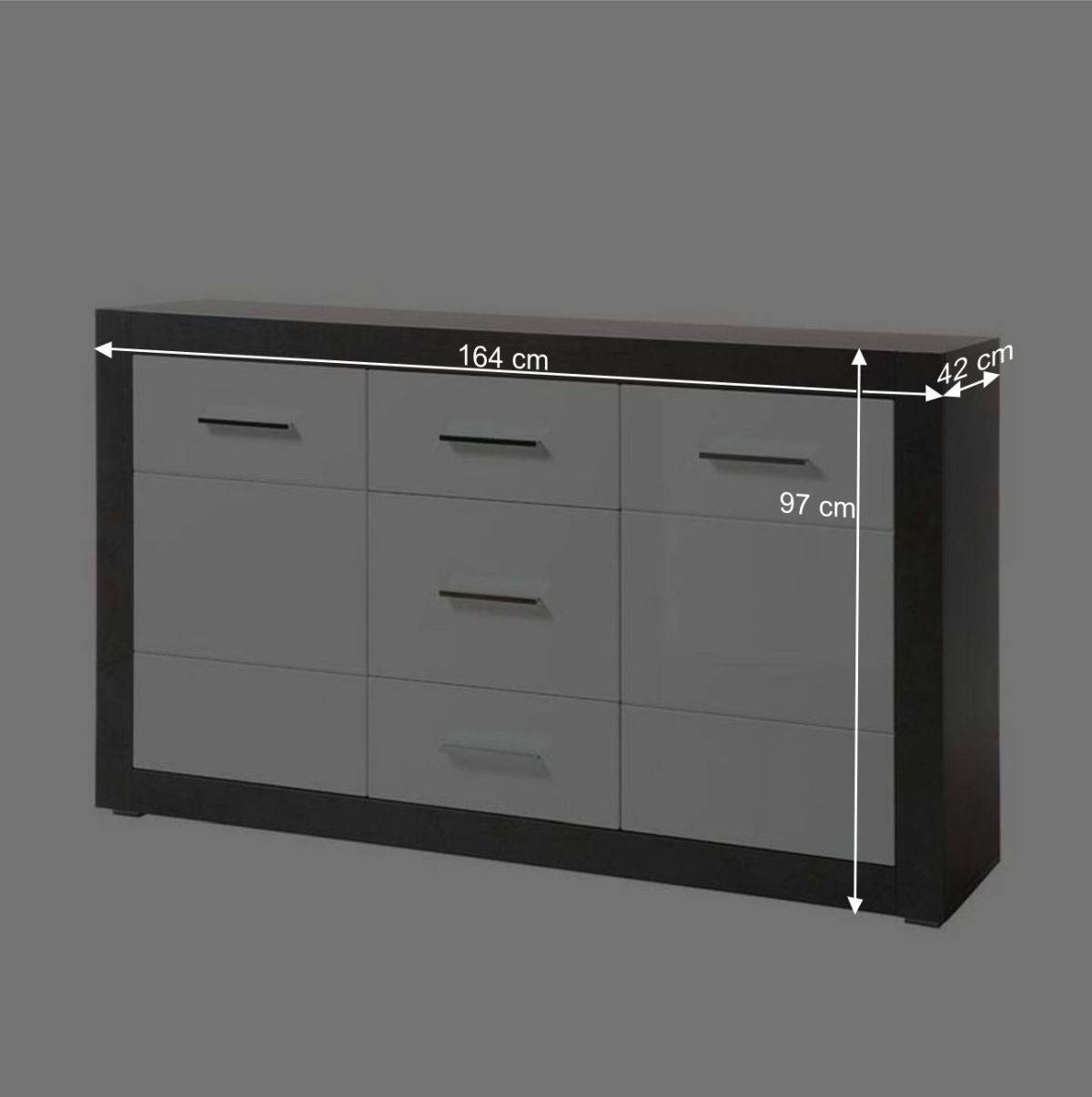 97cm hohes Hochglanz Sideboard in Weiß - Istensa