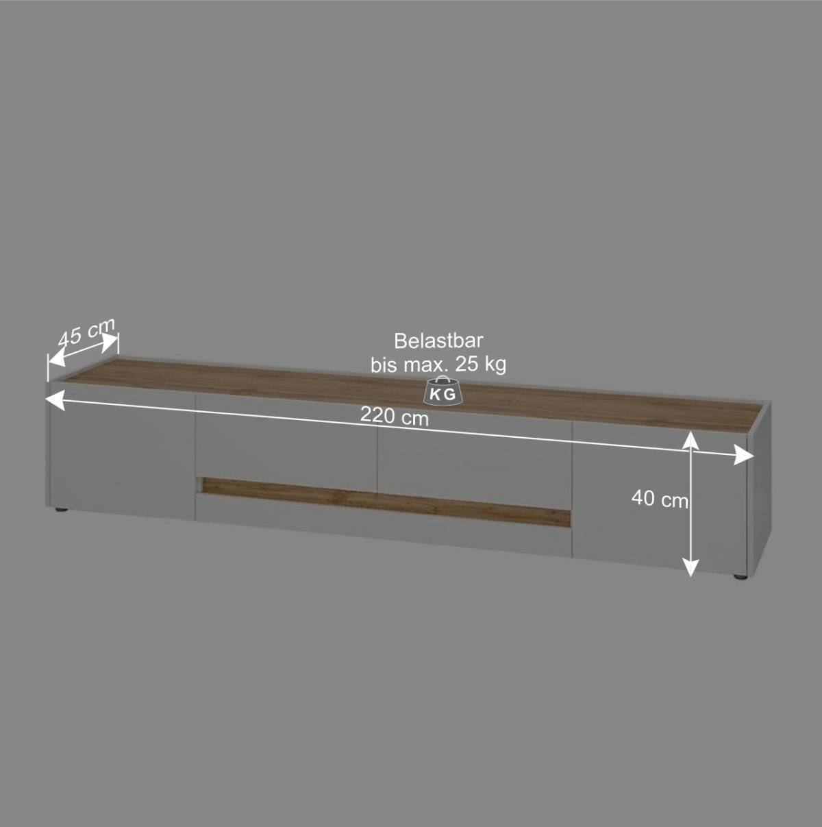 Design TV Board in Weiß & Wildeiche Optik - Nonessia