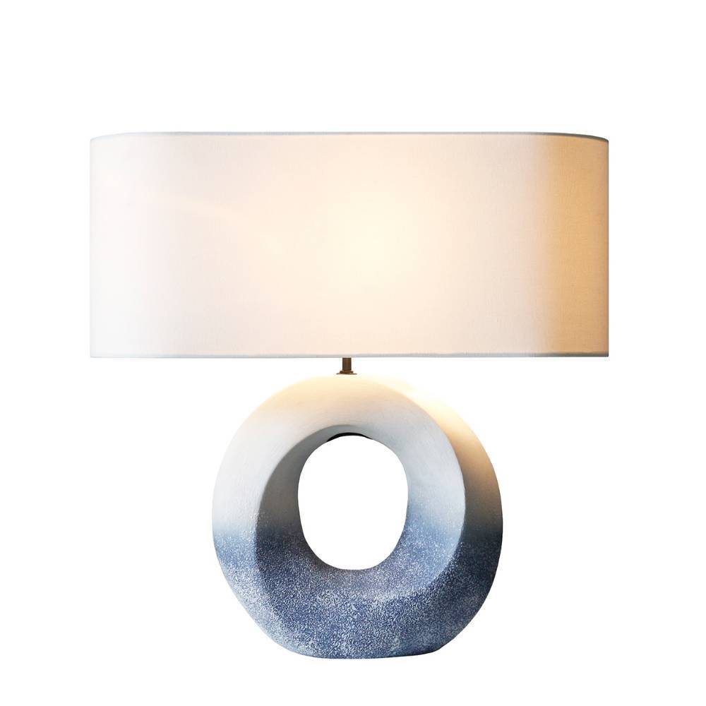 Tischlampe mit Schirm in Creme - Lidello
