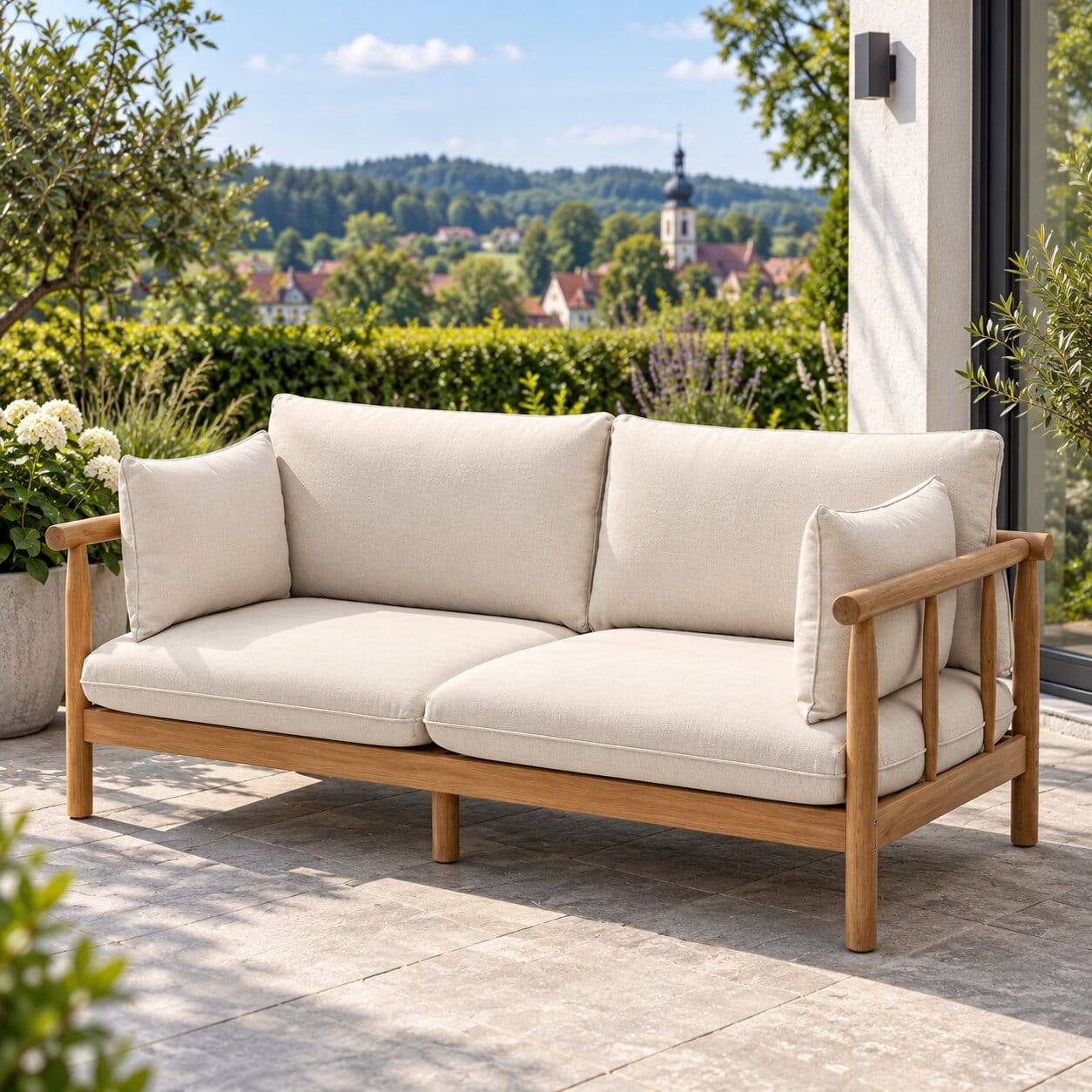 Indoor Outdoor Sofa in Cremefarben - Perconia