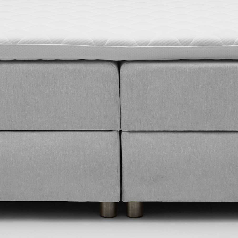 Hellgraues Boxspringbett mit Stauraum in 180x200 - Zita