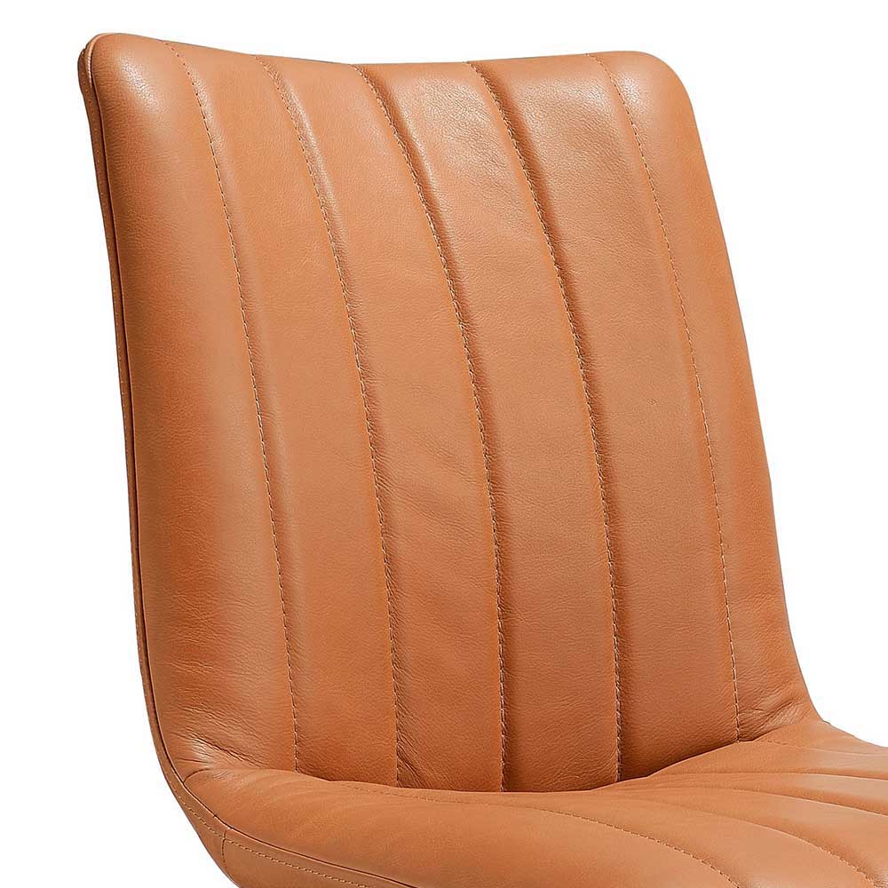 Leder Polsterstuhl in Cognac - Kanini (2er Set)