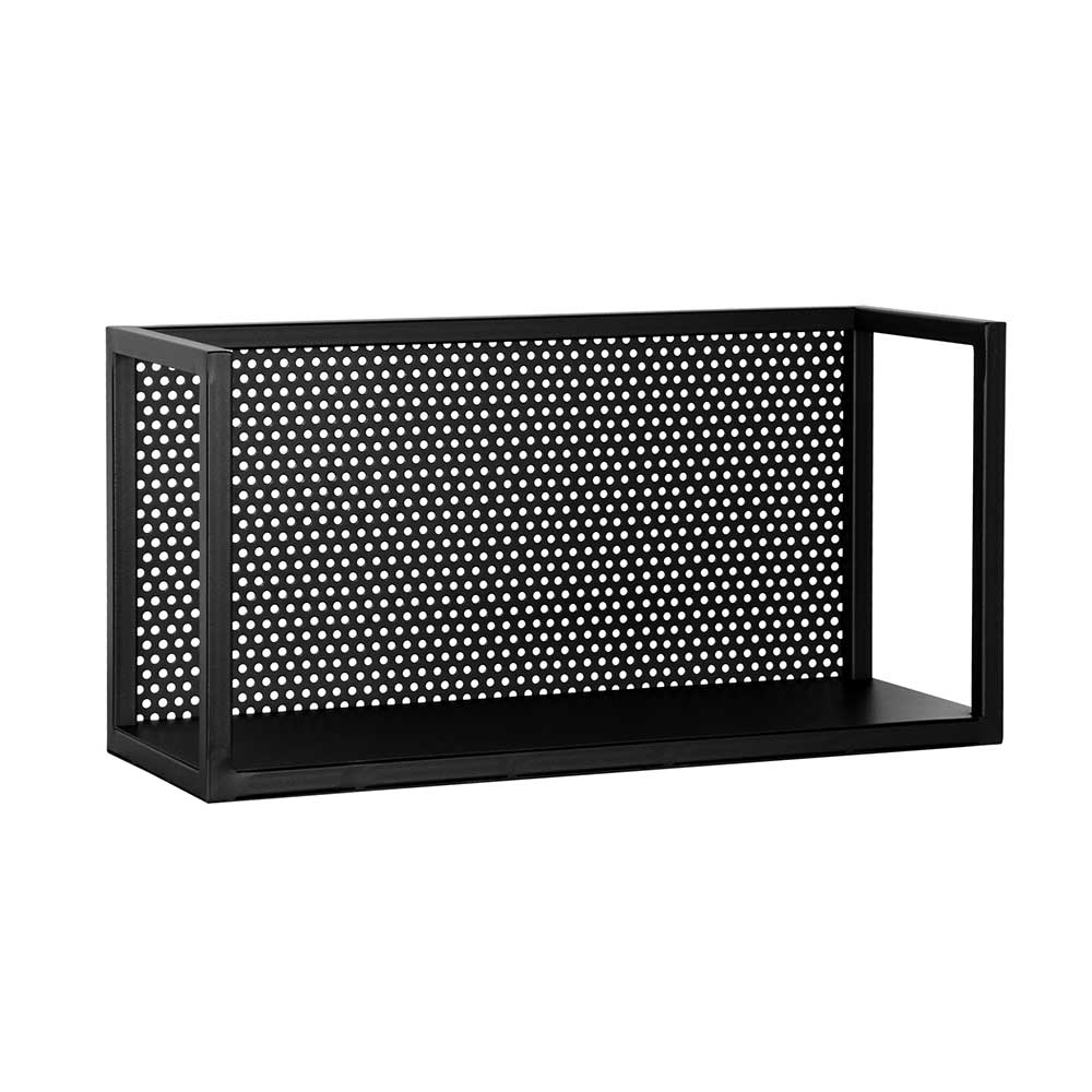 Schwarzes Metall Wandregal mit Rückwand - Bela
