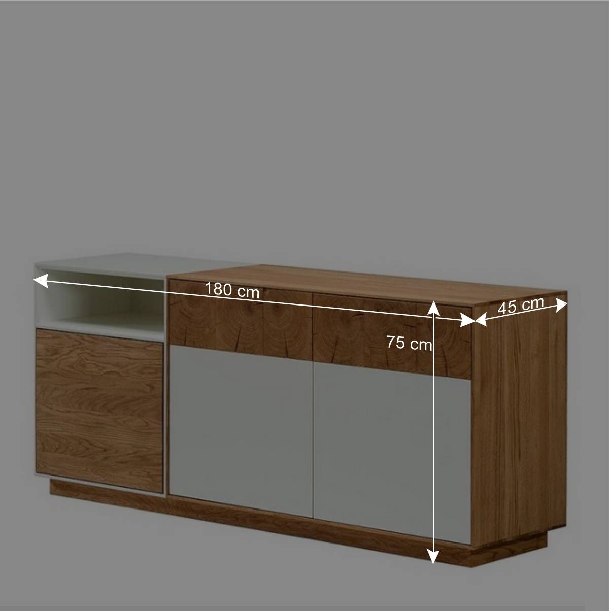 Schlichtes Design Sideboard in Weiß & Eiche - Smonia