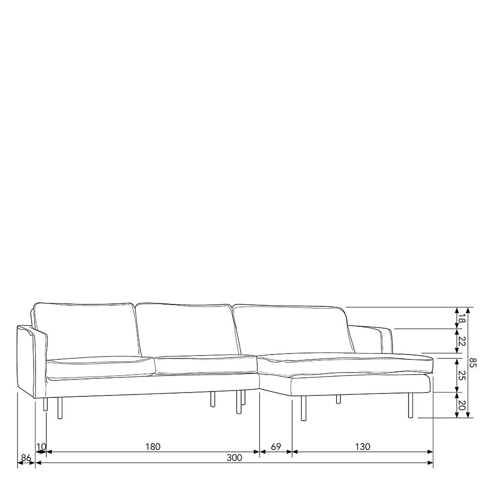L Sofa in Khaki und Schwarz - Retro Style - Afeiro