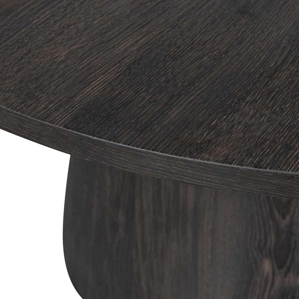 Runder Couchtisch in Dunkelbraun Holzoptik - Kiyoshi