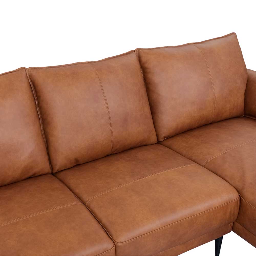 Federkern Ecksofa in Cognac Braun Leder - Zierra