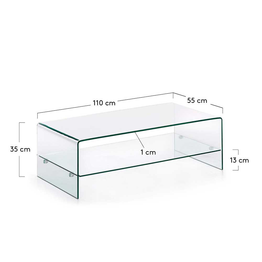Wohnzimmer Glastisch mit Ablage - Delbra