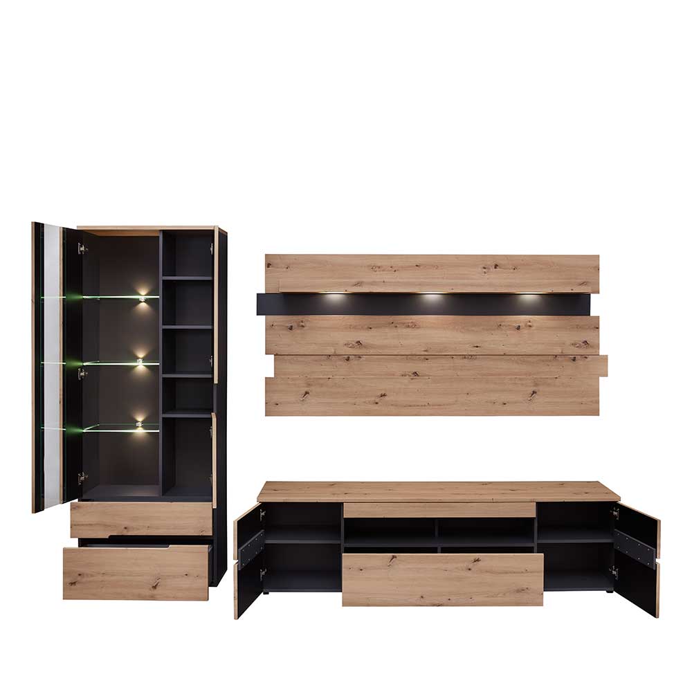 Wohnzimmer TV Anbauwand in Wildeiche - Kuetra (dreiteilig)