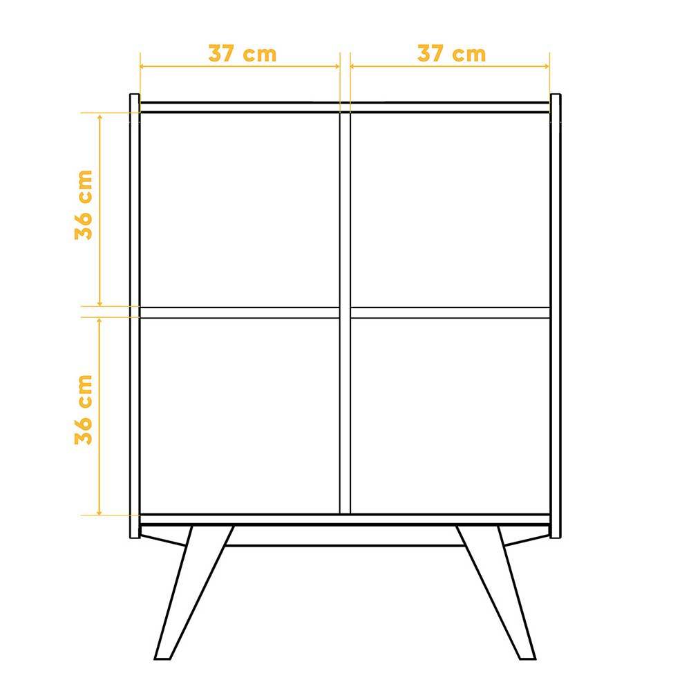 Wildeiche Midcentury Highboard mit 4 Türen - Hardus I