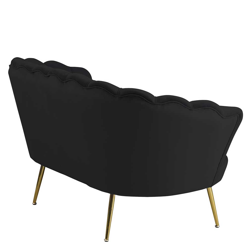 Muscheldesign Sofa in Schwarz & Gold - Vanskupa