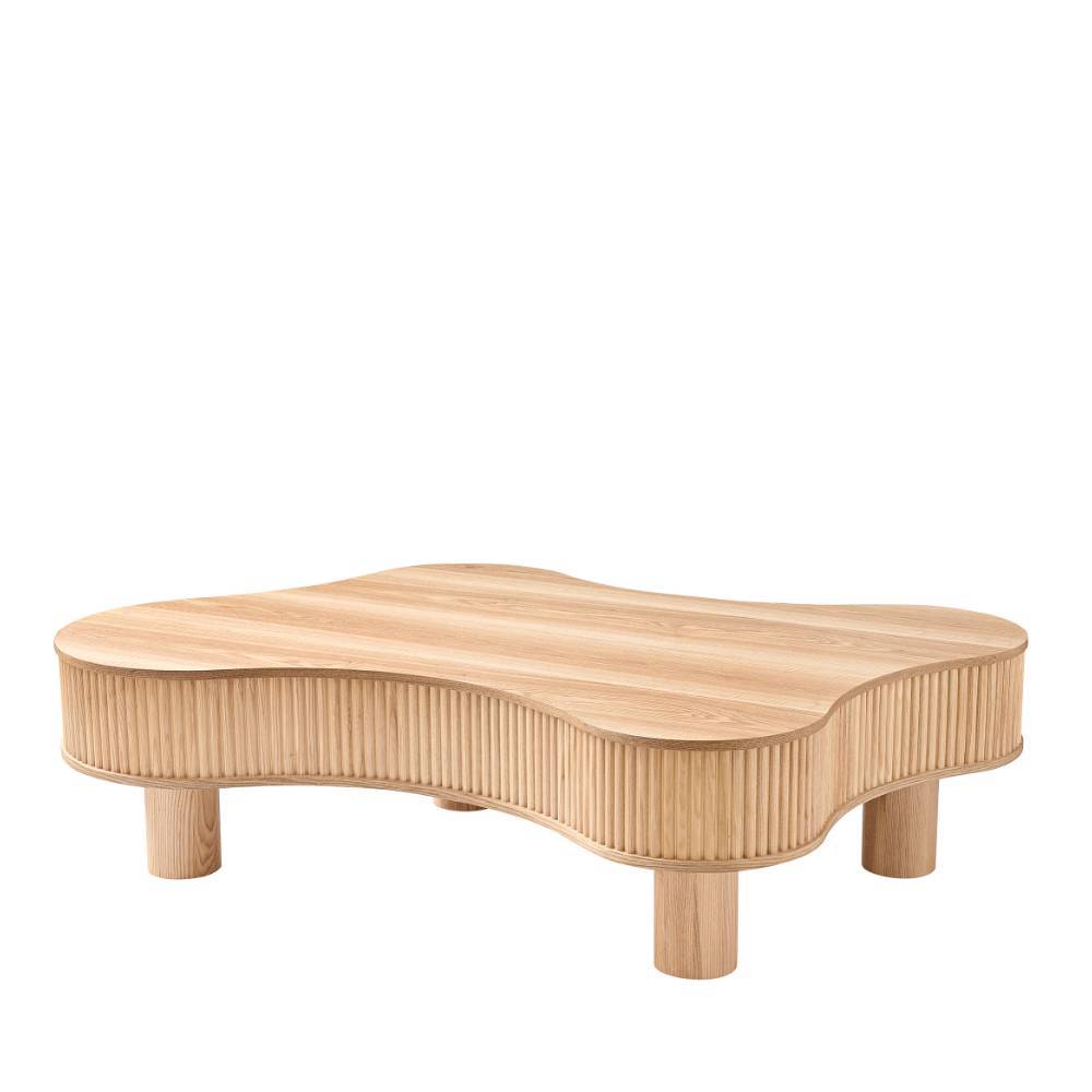 Design Wohnzimmertisch in Esche Natur mit organischer Form und vier stabilen Beinen – Olcian