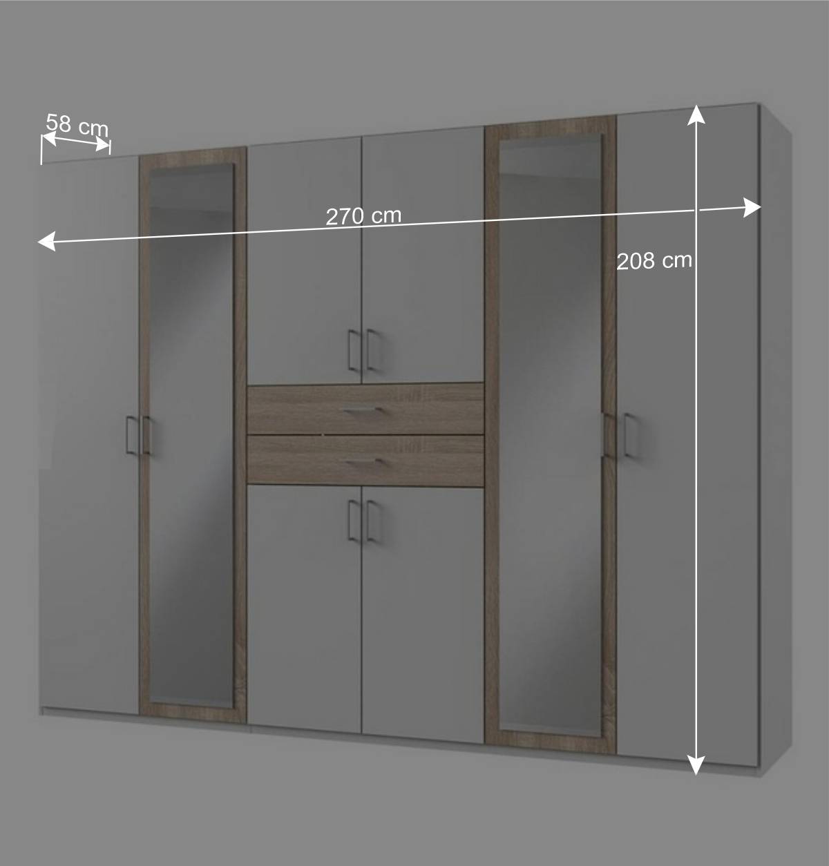 Kleiderschrank in Eiche Sägerau NB & Weiß - Veladrano
