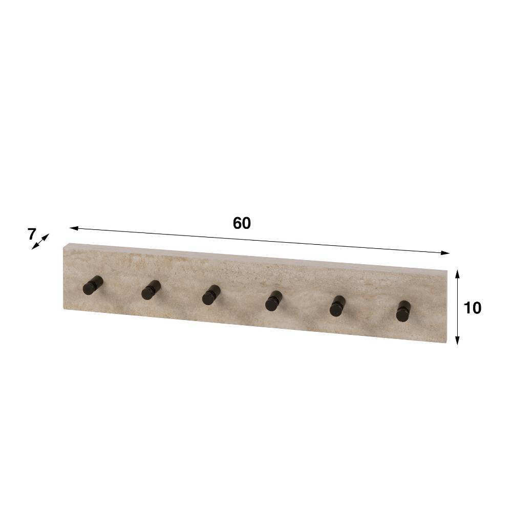 Beige Keramik Hängegarderobe mit sechs Haken und Abmessungen – Synfrunia