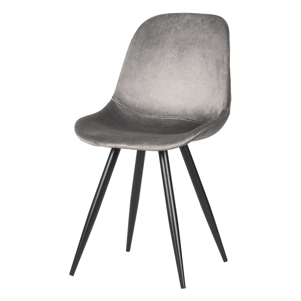 Gepolsterter Skandi Schalenstuhl in Grau & Schwarz - Arzania (2er Set)