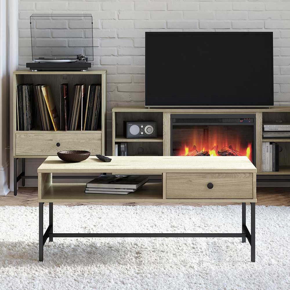 Skandi Sofatisch mit Schublade und Fach - Black