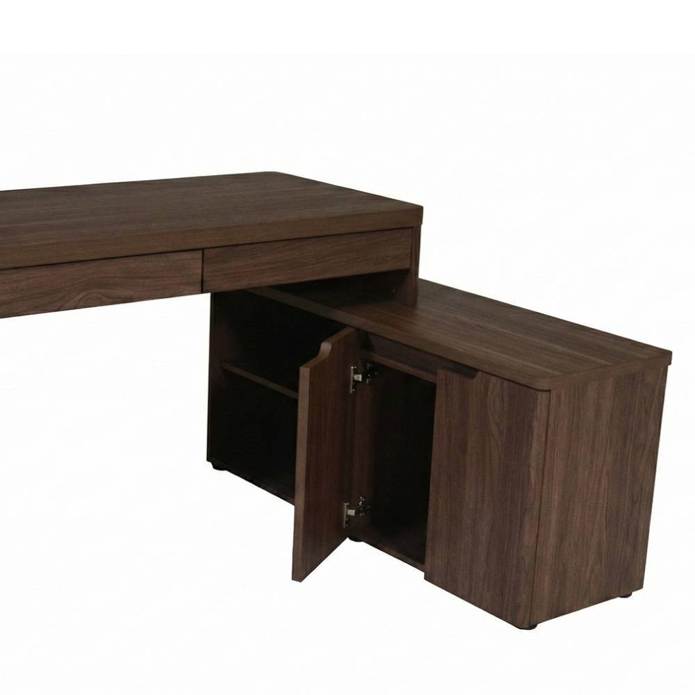 Schreibtisch mit Anbauregal in Walnuss Holzoptik - Leoyaro