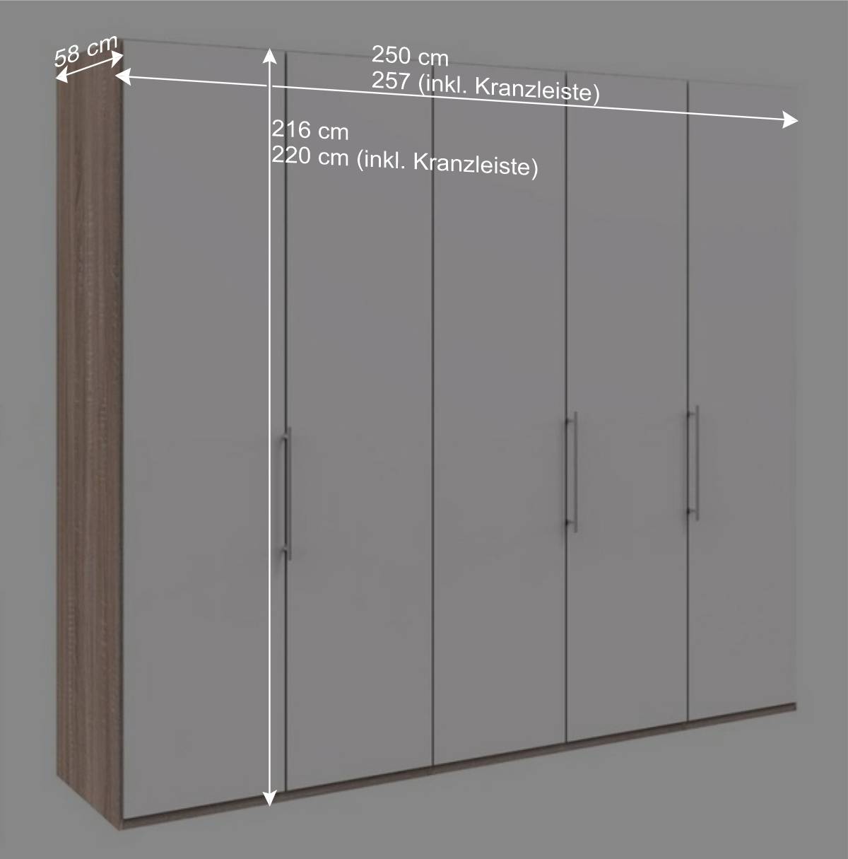 3-türiger Kleiderschrank mit Falttüren - Vaclyn