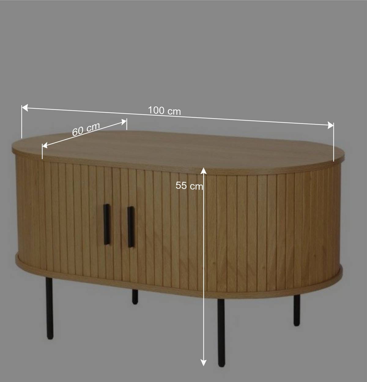 Ovaler Couchtisch mit Stauraum - Barnetta