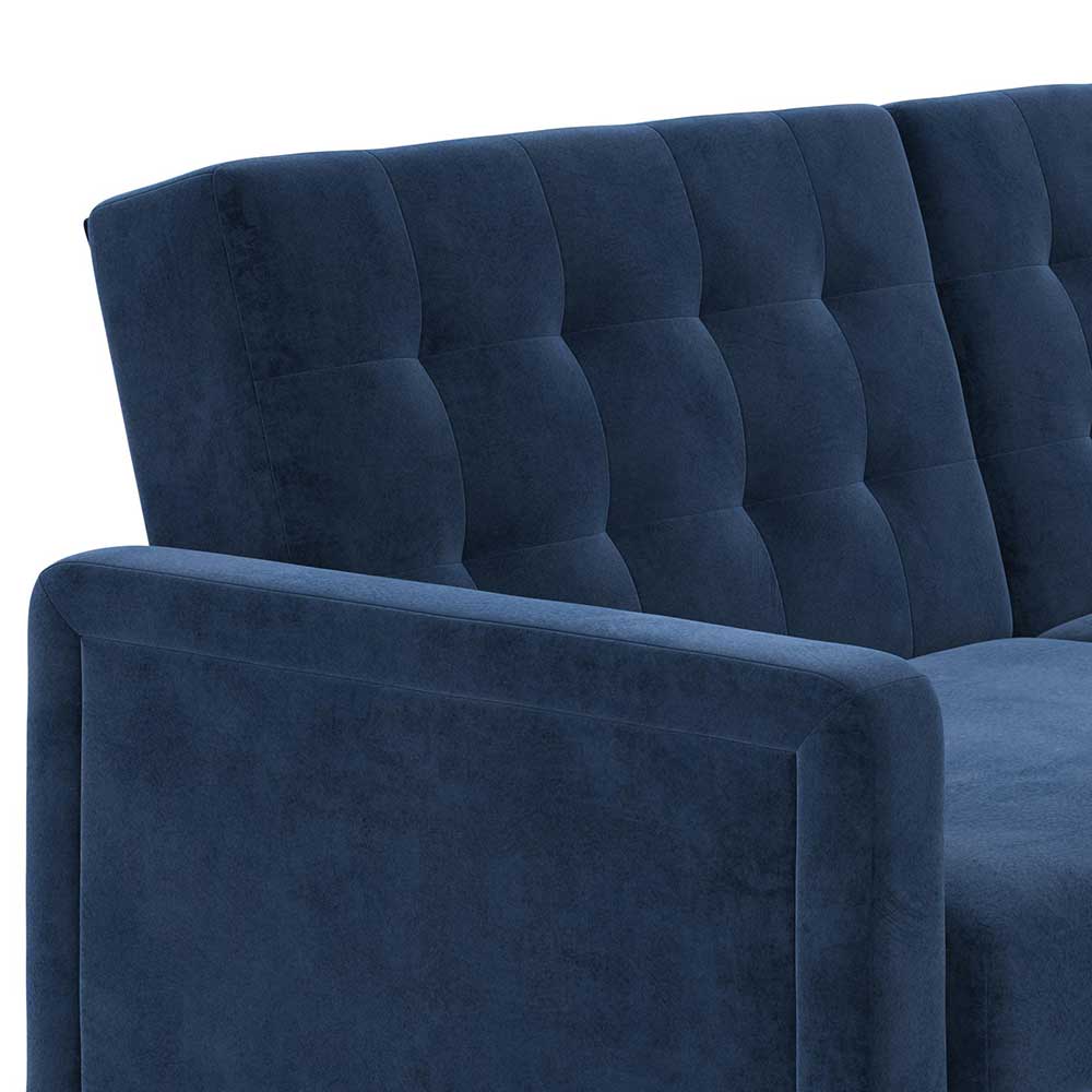 Retro Bettsofa in Blau Samt - Silvaria