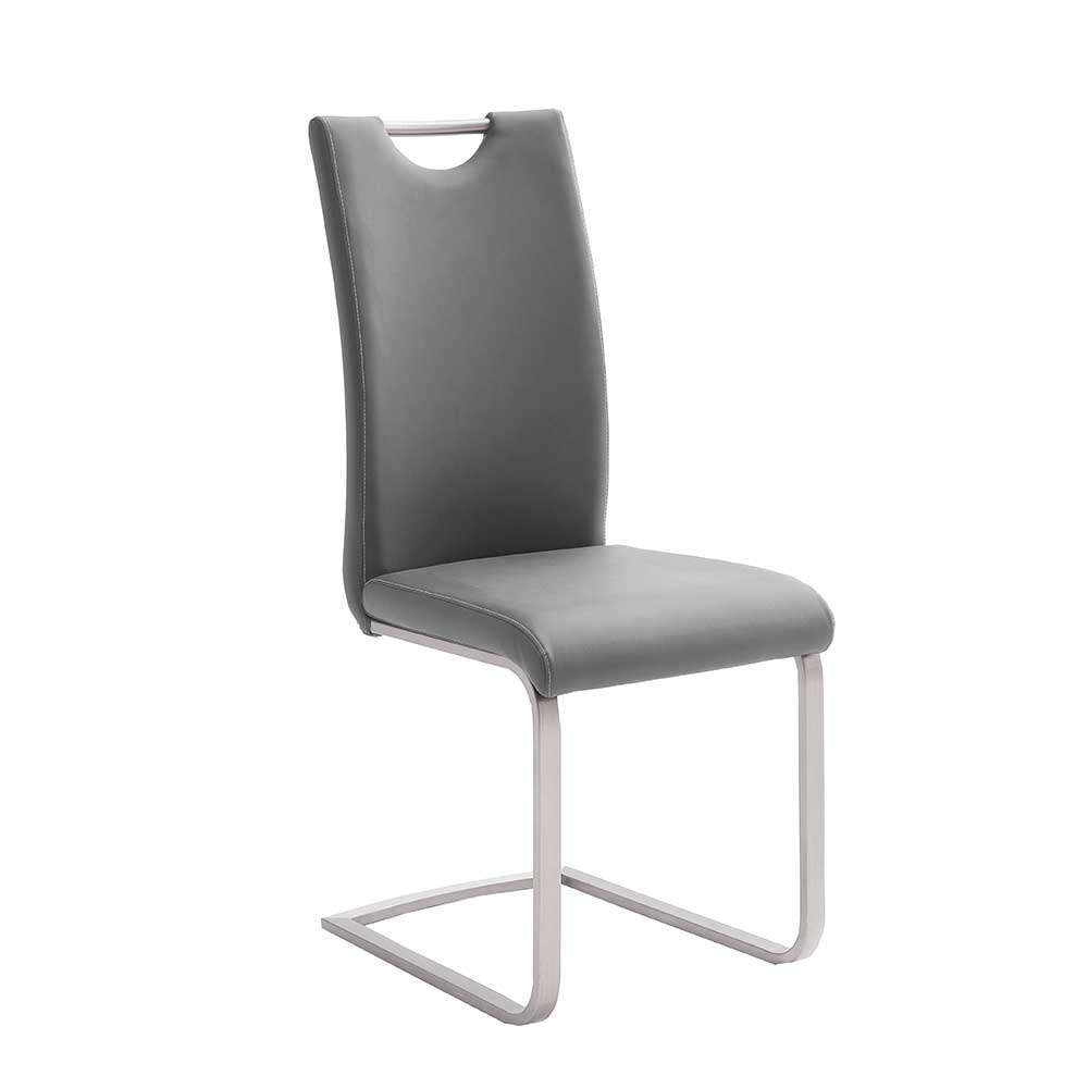 Freischwinger Esszimmerstuhl Kunstleder Jector in Grau (4er Set)