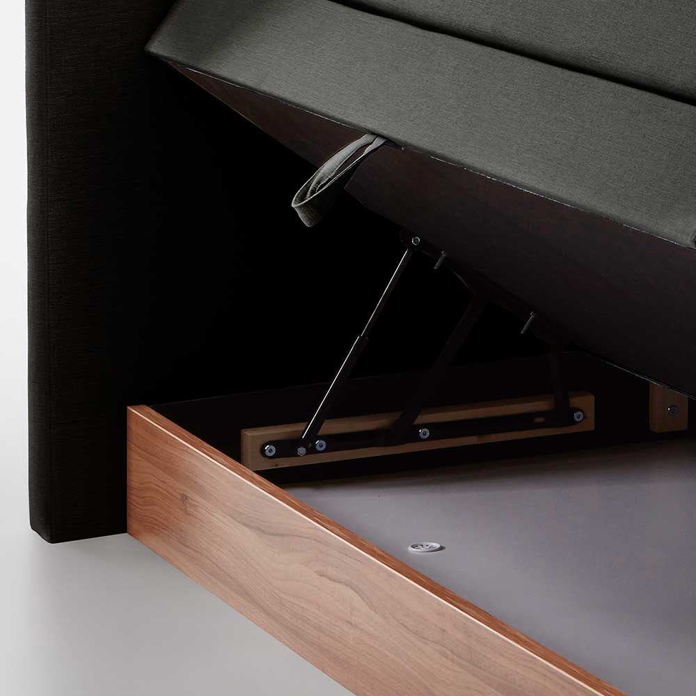 Boxbett mit Stauraum in Anthrazit & Walnuss - Pitta