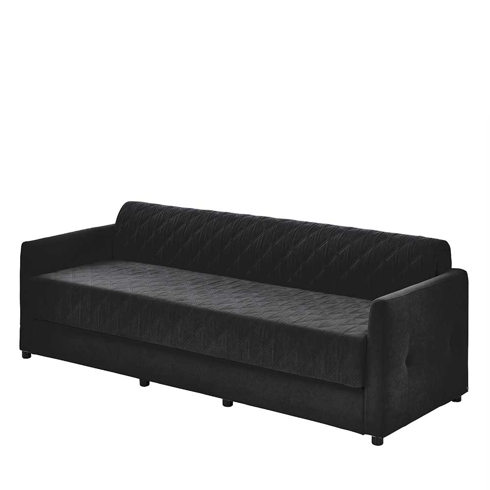 H2 Schlafcouch mit Topper in Schwarz Stoff - Casmanian
