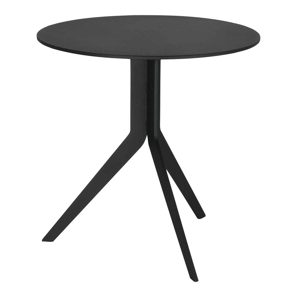 Eleganter schwarzer runder Ablagetisch mit dreibeinigem Metallgestell und matter Tischplatte – Jusip