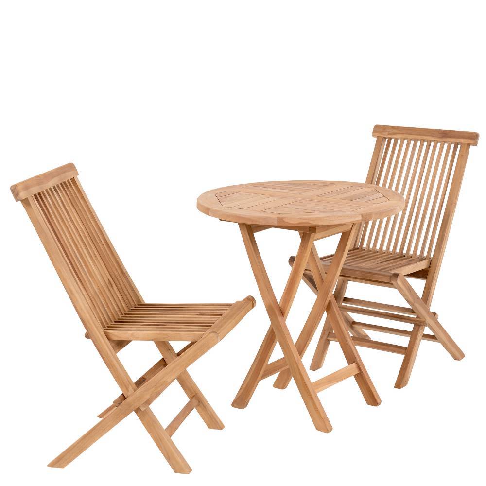 Balkon Tischgruppe aus Teak Massivholz - Senvelita (dreiteilig)