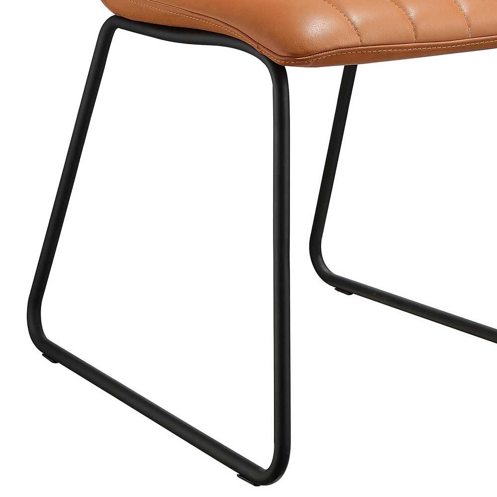 Leder Polsterstuhl in Cognac - Kanini (2er Set)