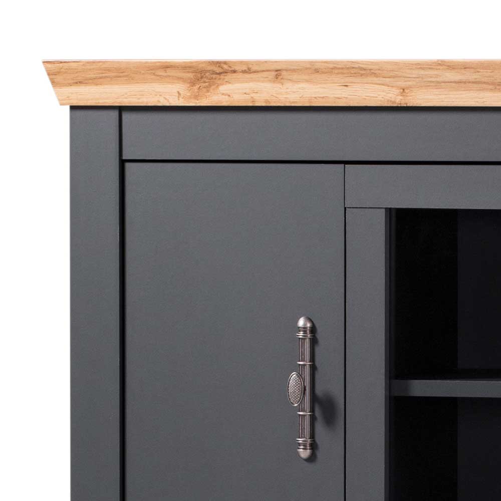 Highboard Vitrinenschrank in Anthrazit - Lionel