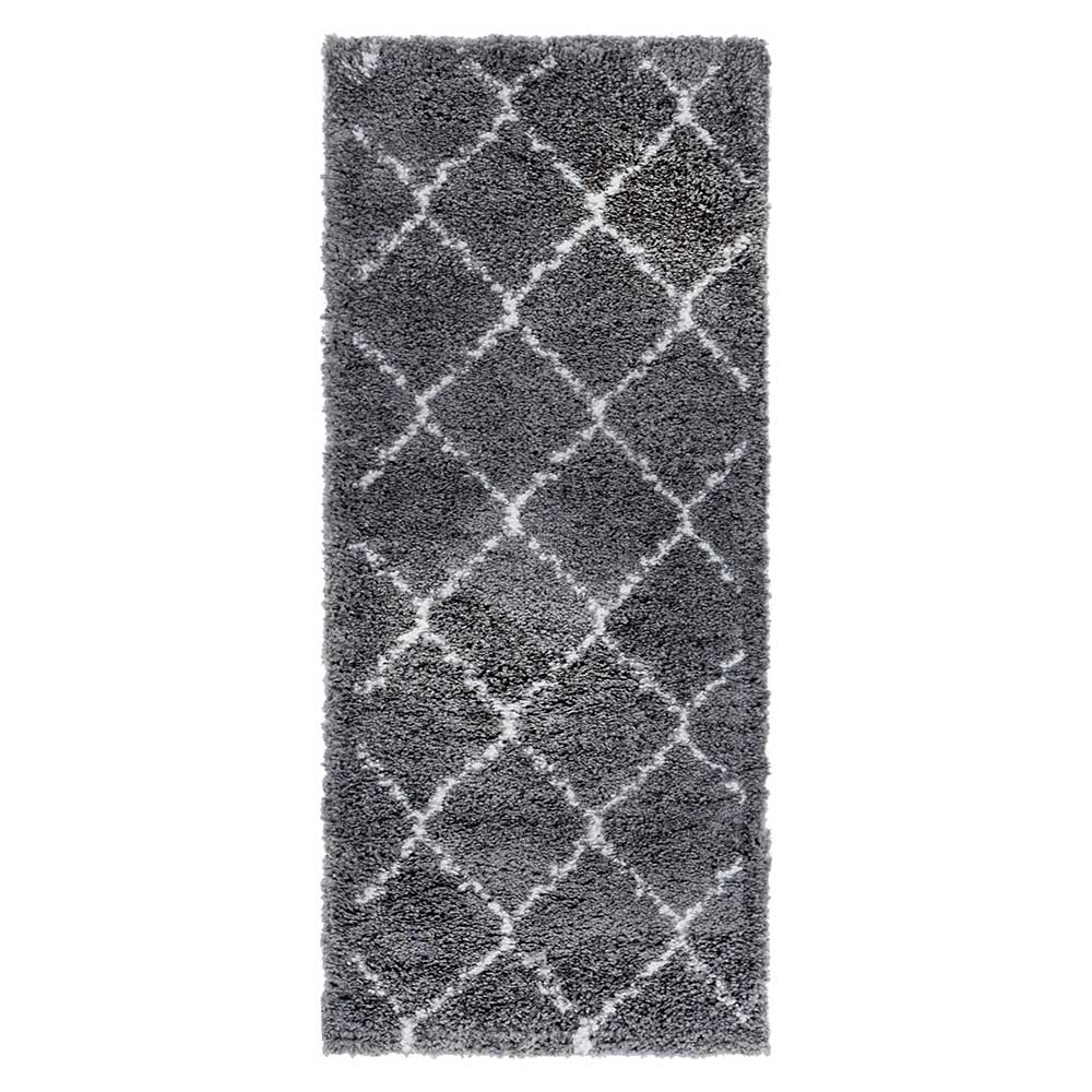 Hochflor Teppich in Grau und Creme - Ilena