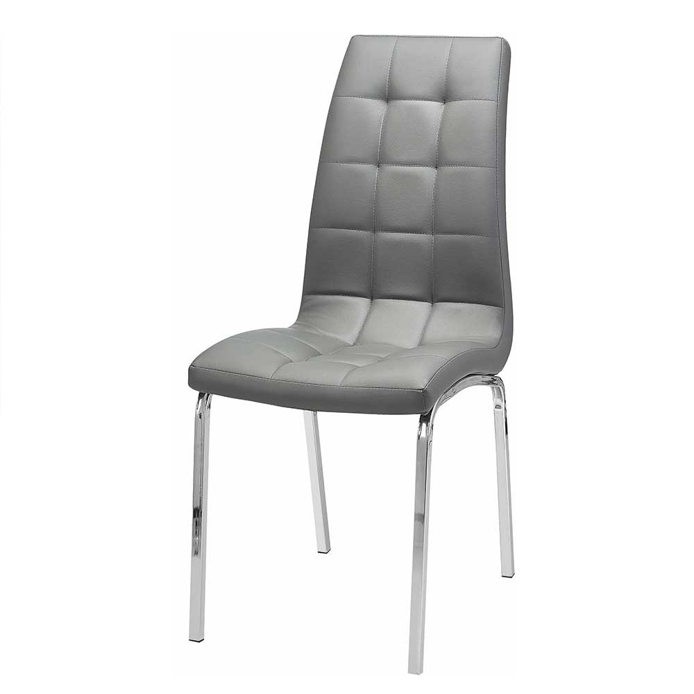 Kunstleder Küchenstühle in Grau - Alonso (2er Set)