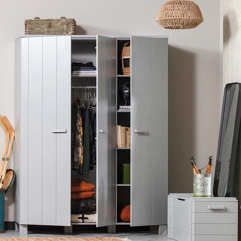 Massiver Kleiderschrank in Betongrau - Tastria
