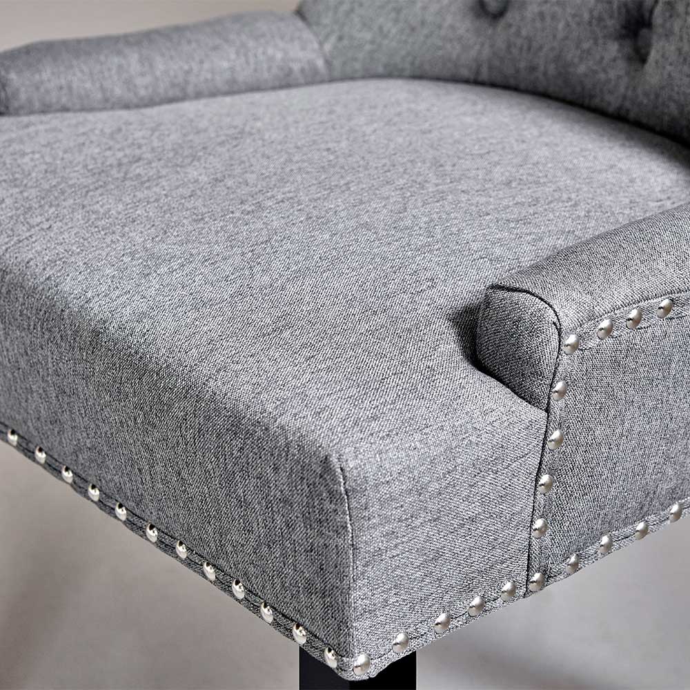 Chesterfield Stuhl in Grau meliert und Schwarz - Menton