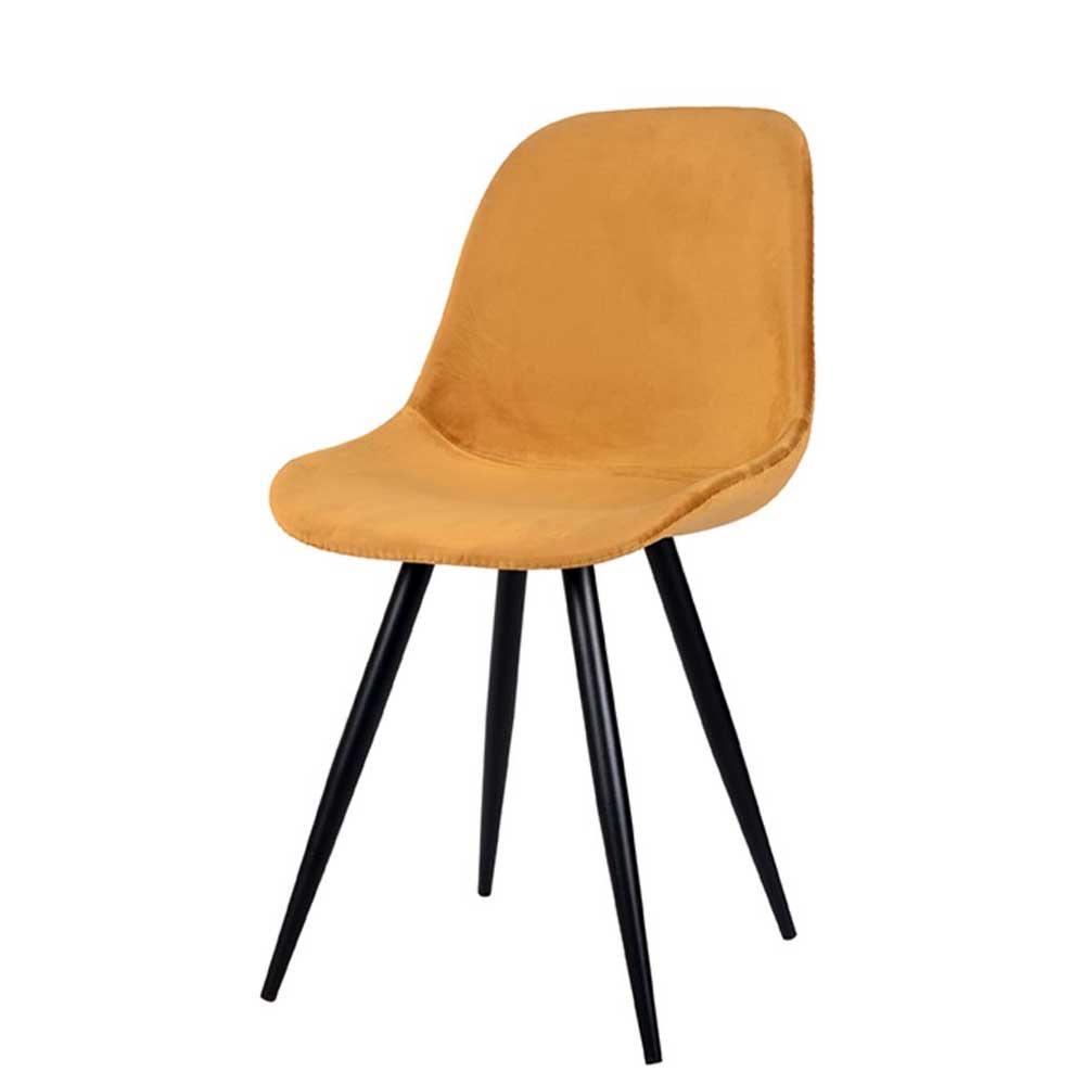 Schalenstuhl in Ocker und Schwarz - Costa (2er Set)