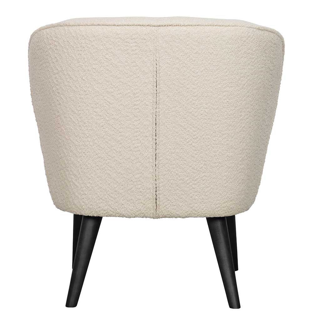 Moderner Polstersessel mit Bouclé-Stoff in Creme und Rückenansicht für Leseecke – Castilla