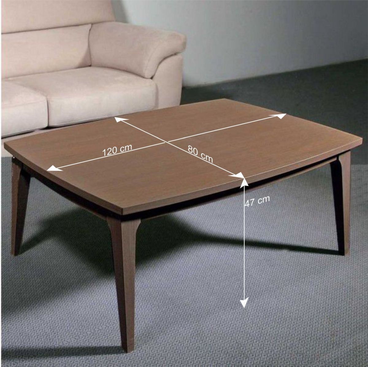 120x47x80 Retro Couchtisch in Braun - Sasmia