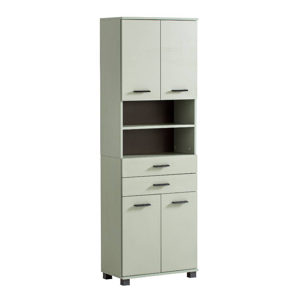 Breiter Badezimmer-Hochschrank in Graugrün - Casimir