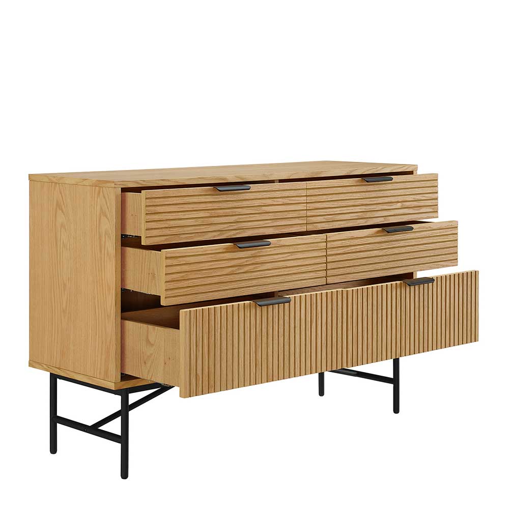 120x80x40 Skandi Kommode in Eiche und Schwarz - Piassona