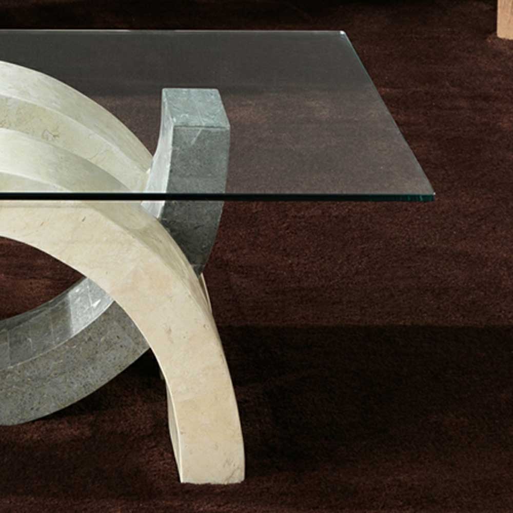 Glas Couchtisch Andiano in Creme Grau