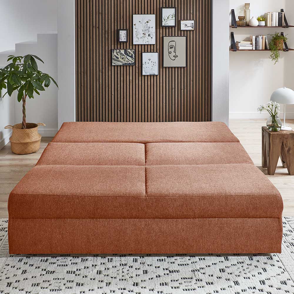 Bequemes Schlafsofa in Kupfer Braun - Monte