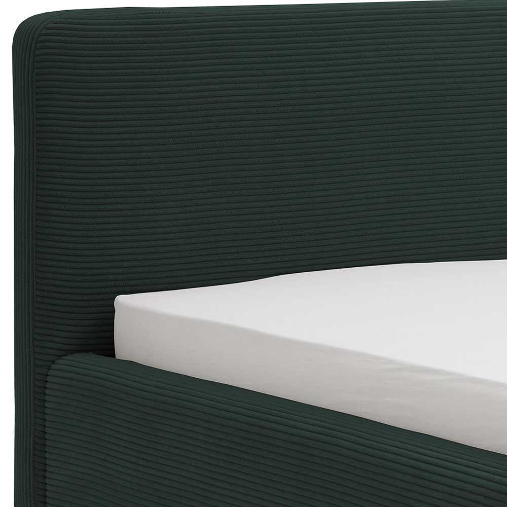 Doppelbett in Dunkelgrün Cord - Topra