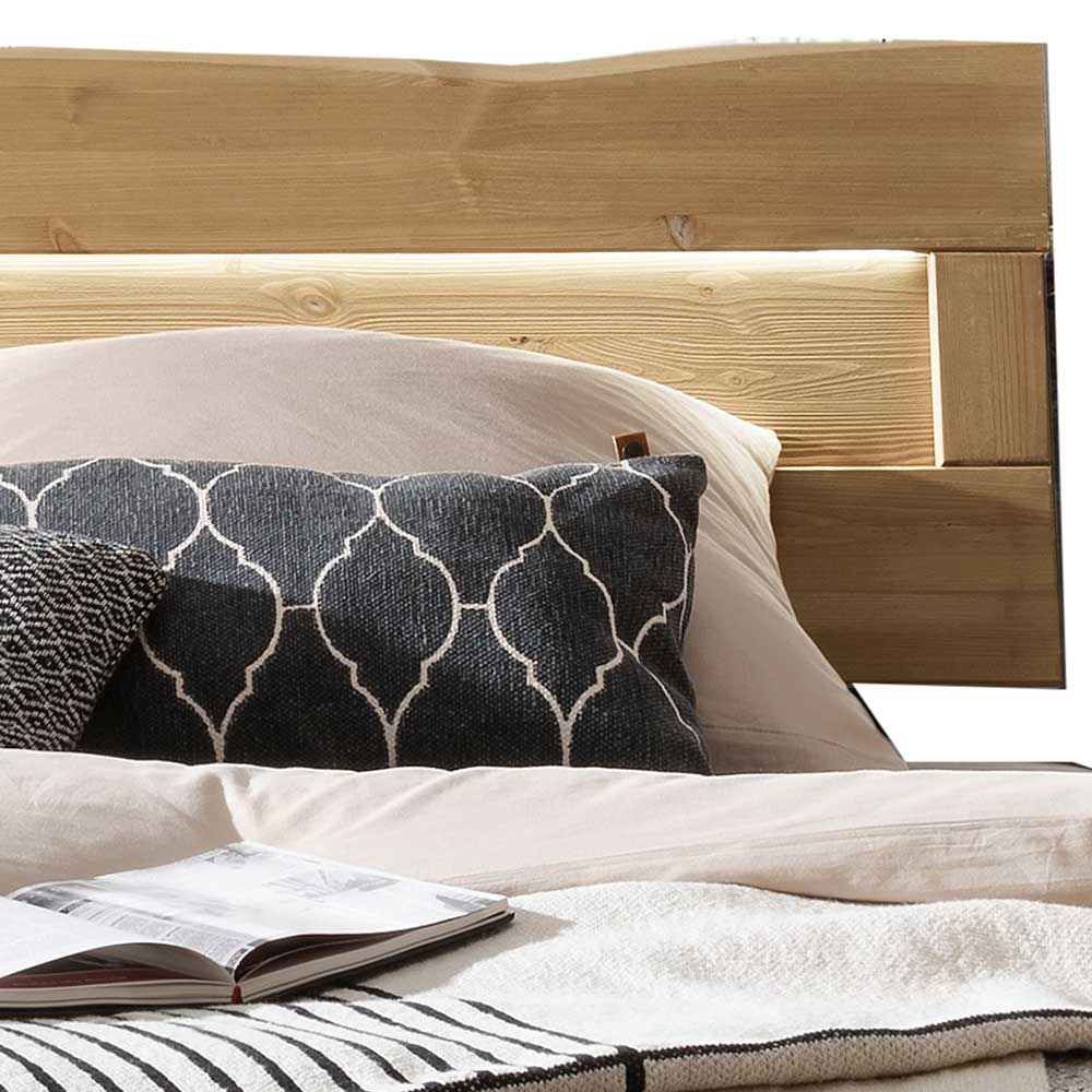 Kiefernholz Balkenbett mit LED Licht - Antina